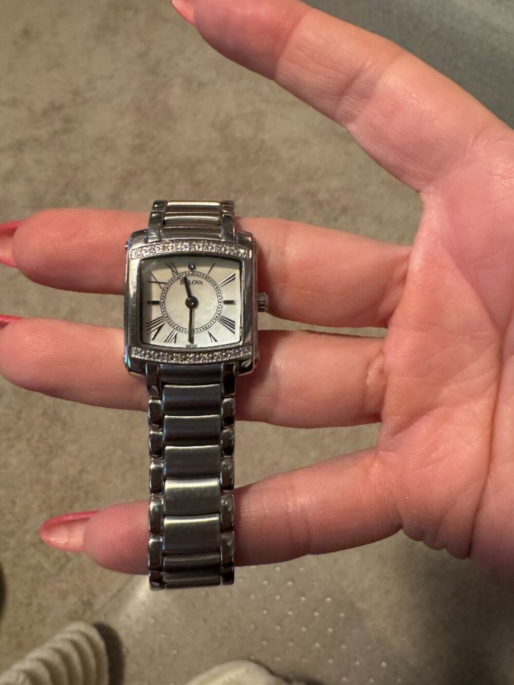 Bulova Silver Watch with Diamonds